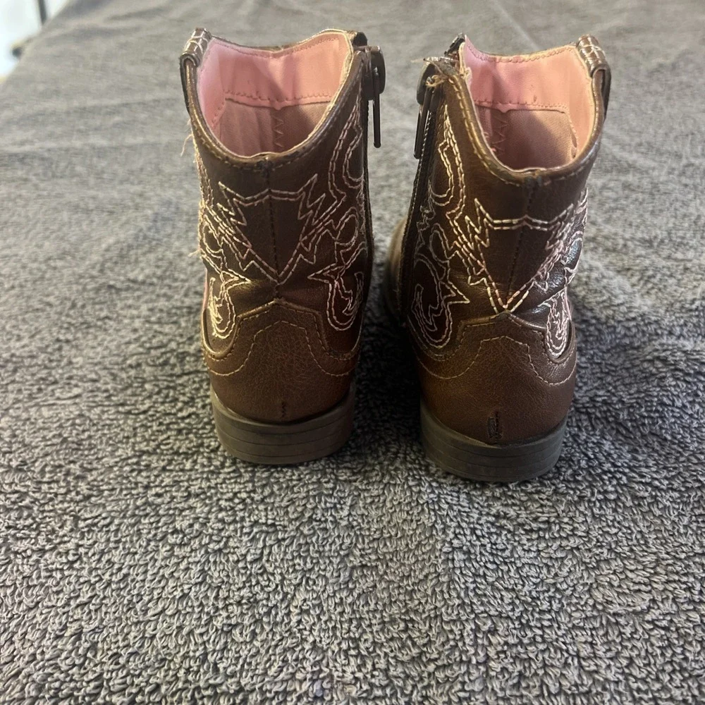 Wonder Nation Size 5 Baby Girl BROWN & PINK Western Boots , NEW With Tags
